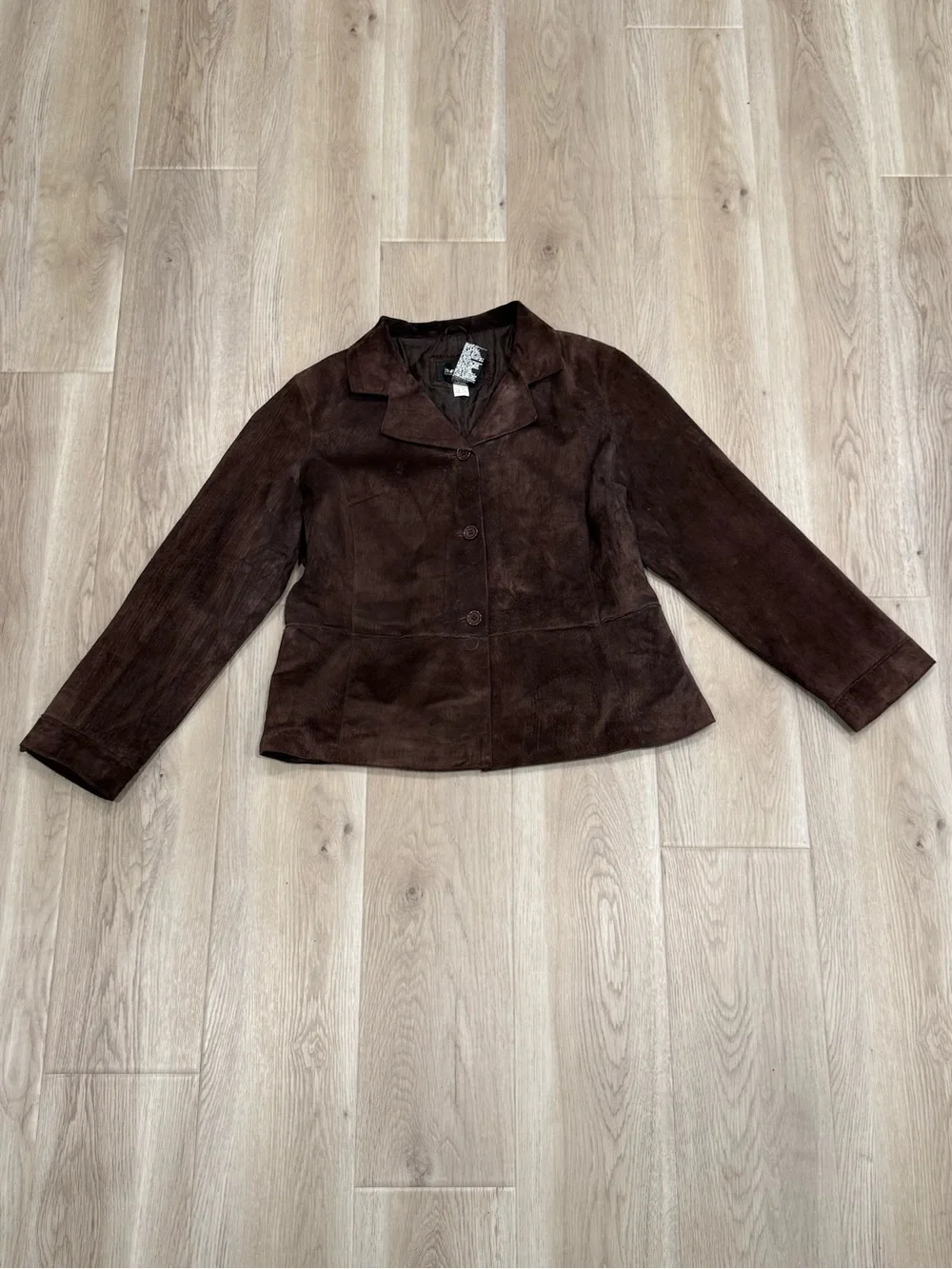 Brandon Thomas Brown Suede-Effect Button Jacket